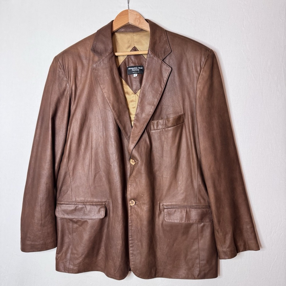 Vtg Sheepskin Coat Factory Leather‎ Jacket Blazer Mens 42 BUTTER SOFT Classic